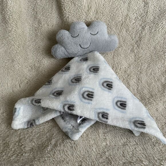 HB Hudson Gray Storm Cloud Baby Security Blanket Lovey 13" Plush Clouds Rainbows - Picture 1 of 5